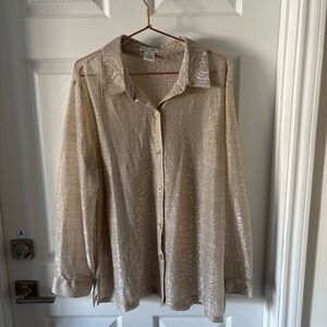 Vintage Y2K Draper’s & Damon’s Metallic Champagne Button Down Blouse XL